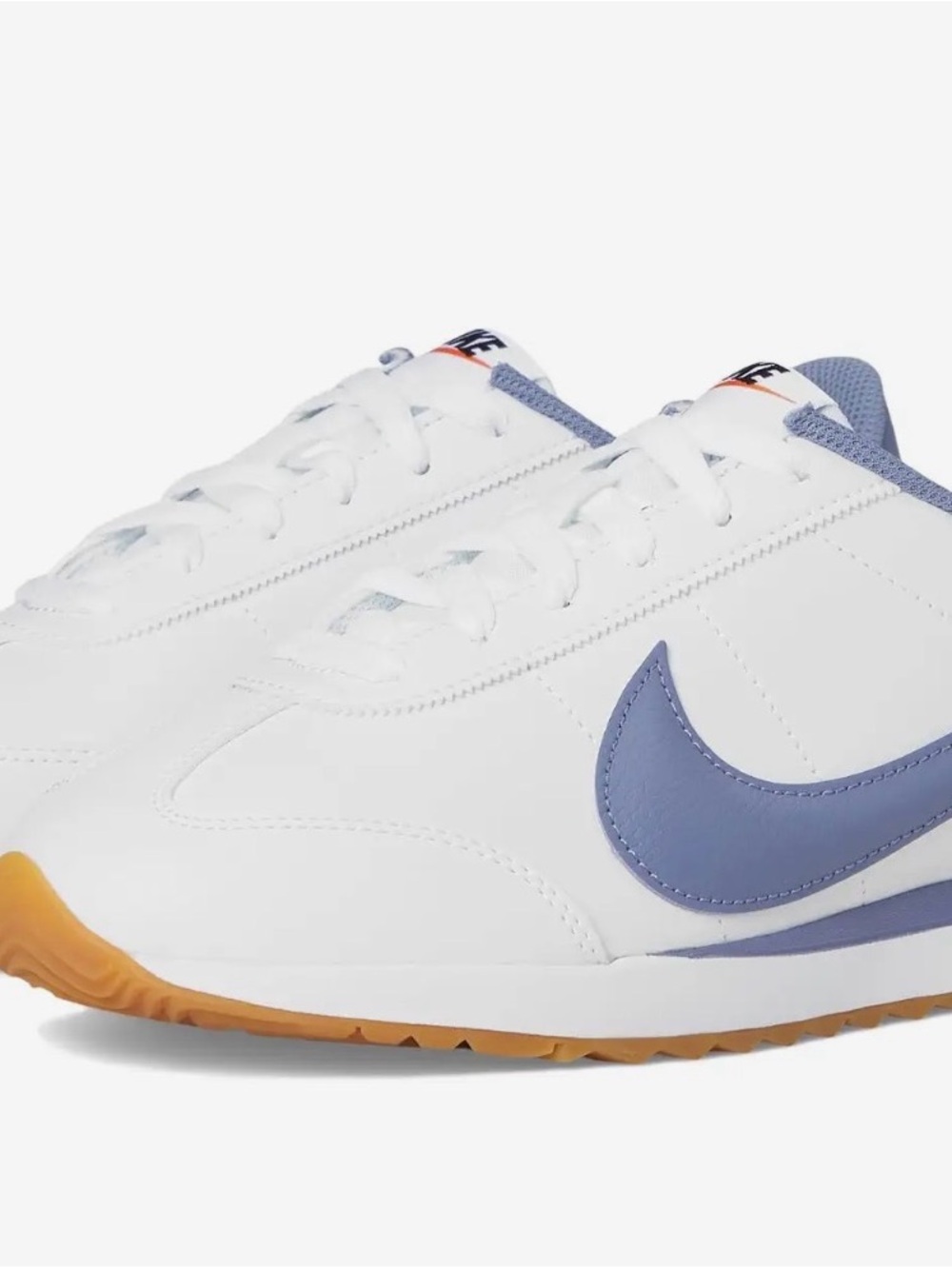 Nike Kids White Sneakers with Lavender Swoosh and Gum Outsole